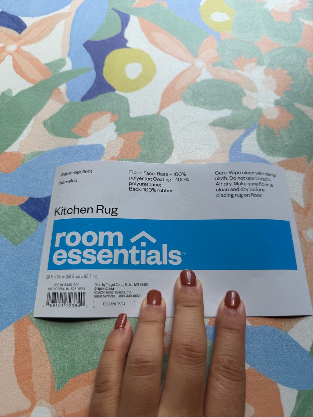 Room Essentials Floral Kitchen Rug in Blue, Green, Peach and Yellow